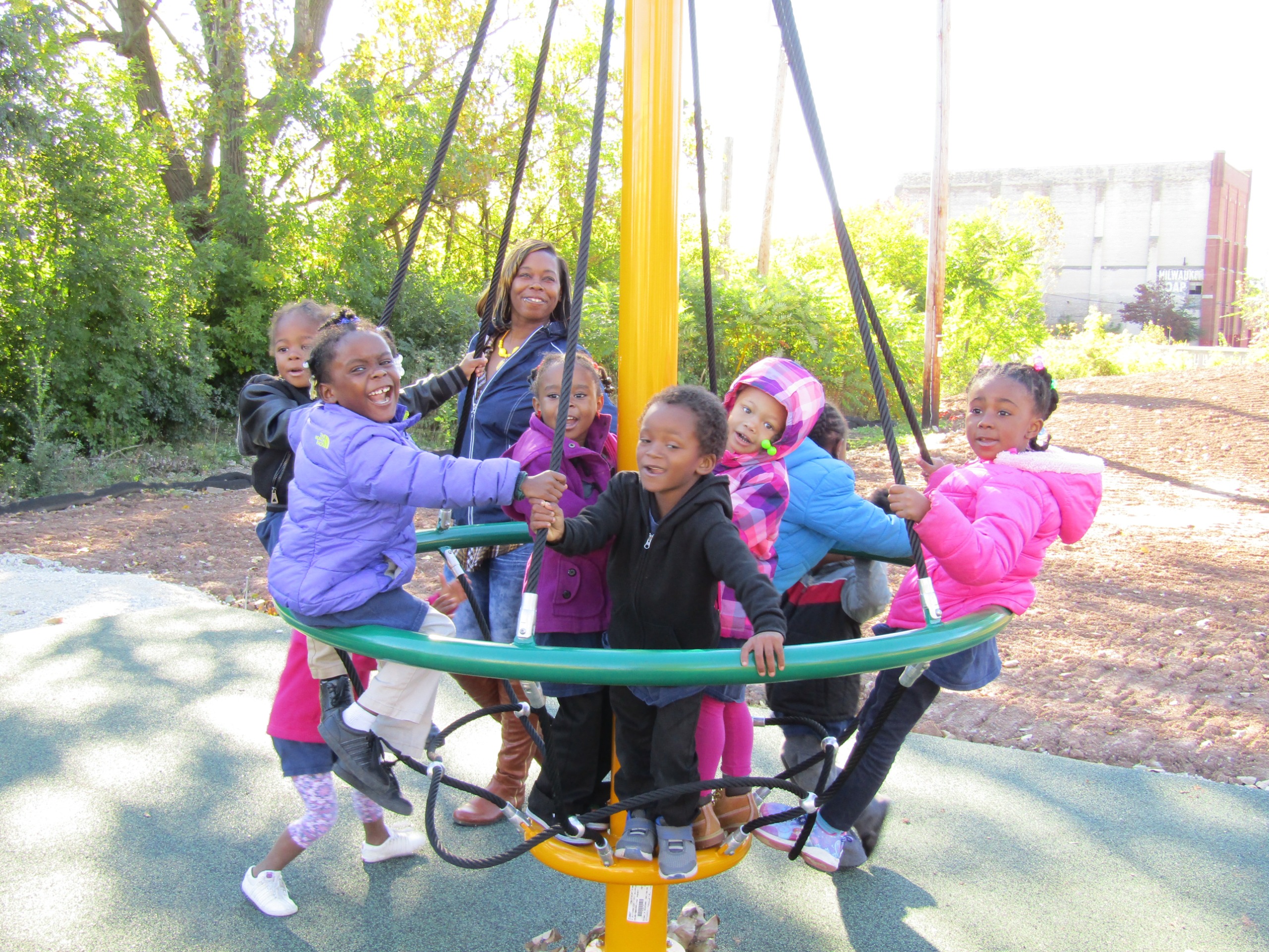 Children enjoying playground