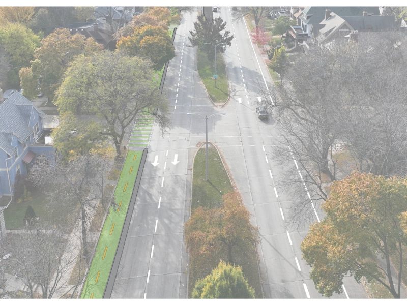N Sherman Boulevard proposed two-way bike lane design