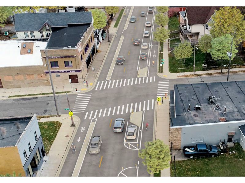 Photo realistic image showing the proposed design west of 30th St.